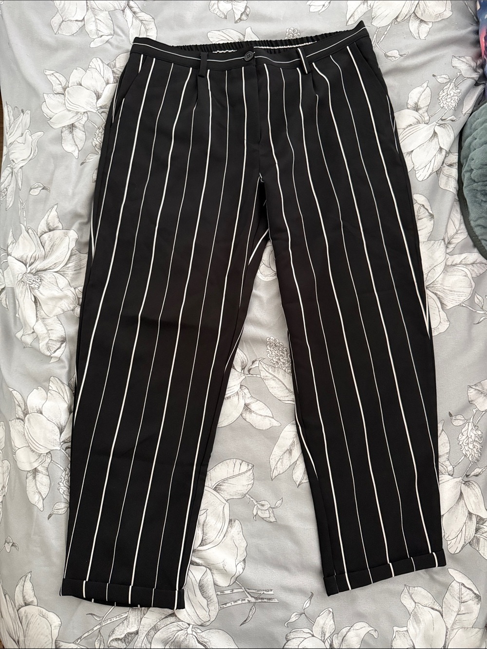 Woman’s Office Pants Black and White Strips